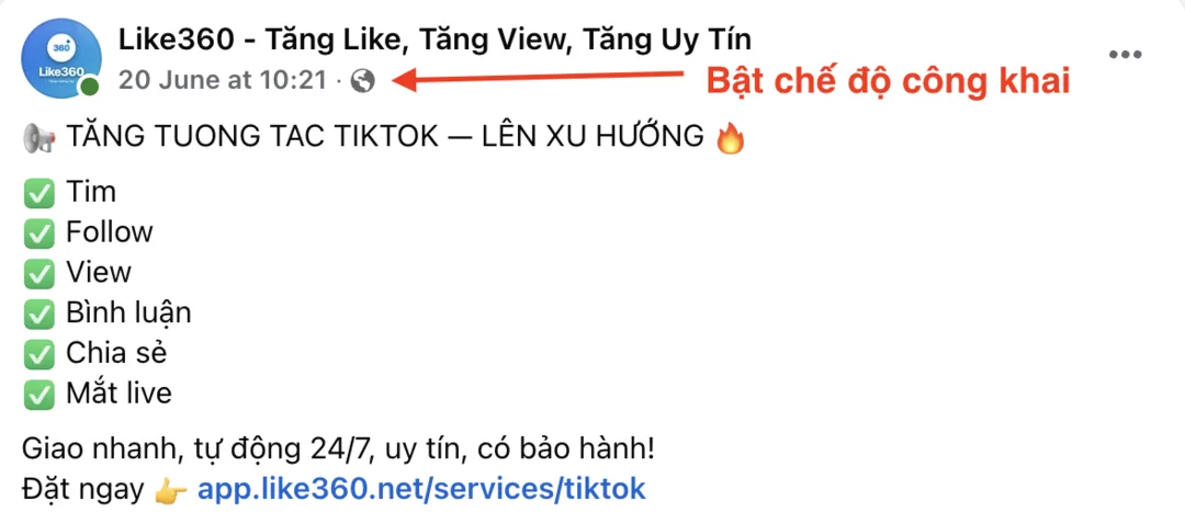 Bước 2: Để bài và bình luận công khai