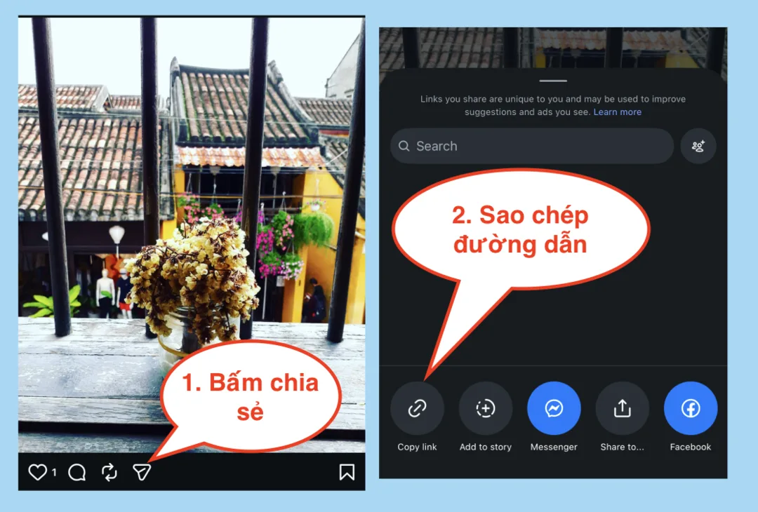 Bước 2: Sao chép link trang cá nhân
