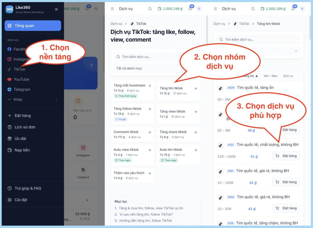 Bước 1: Chọn gói tăng share phù hợp